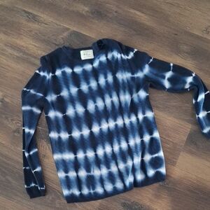 Cotton On Tie-Dye Blue & White Thermal Long Sleeve Sweater in Small